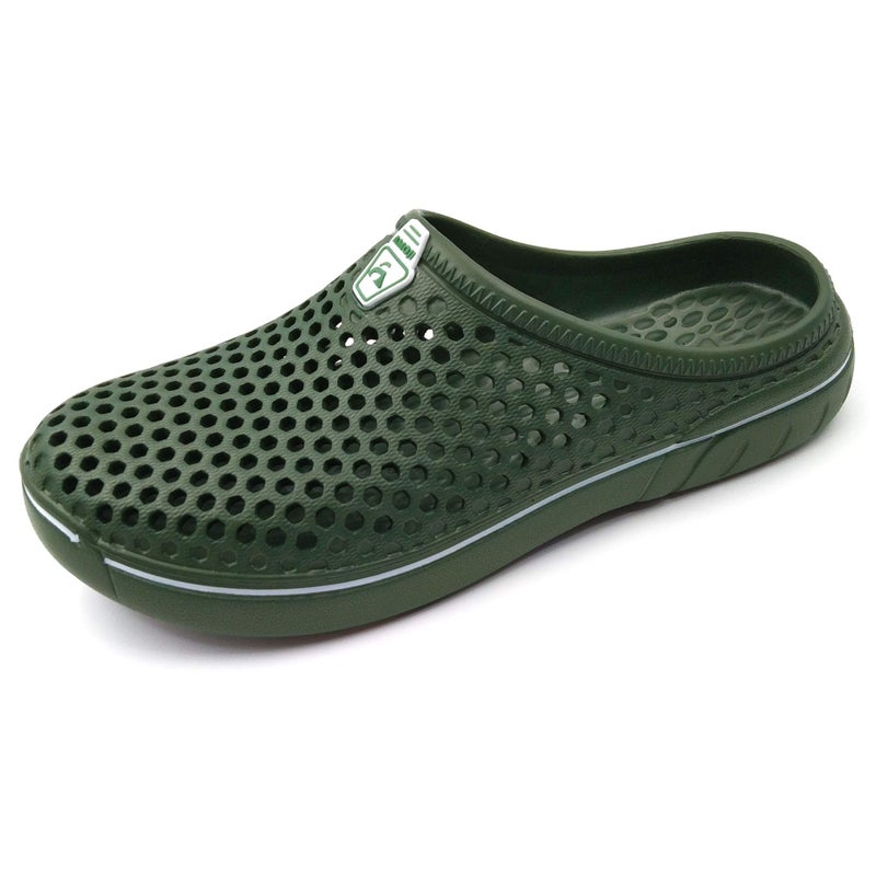 Amoji Garden Clogs Shower Sandals Yard Gardening Beach Water Plastic Rubber House Indoor YY161 ArmyGreen 13 Women/12 Men - Image 1